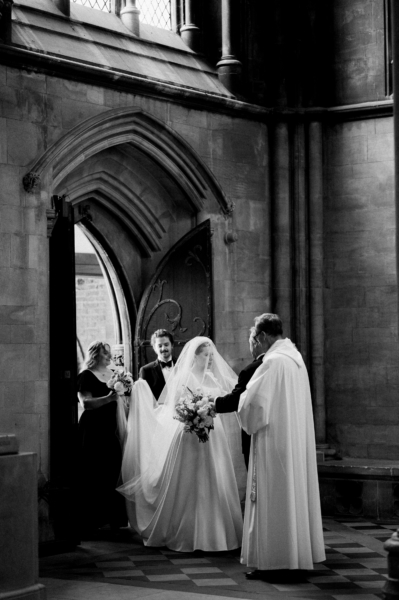 Emily in Caroline Castigliano for her Elegant Cambridge Wedding