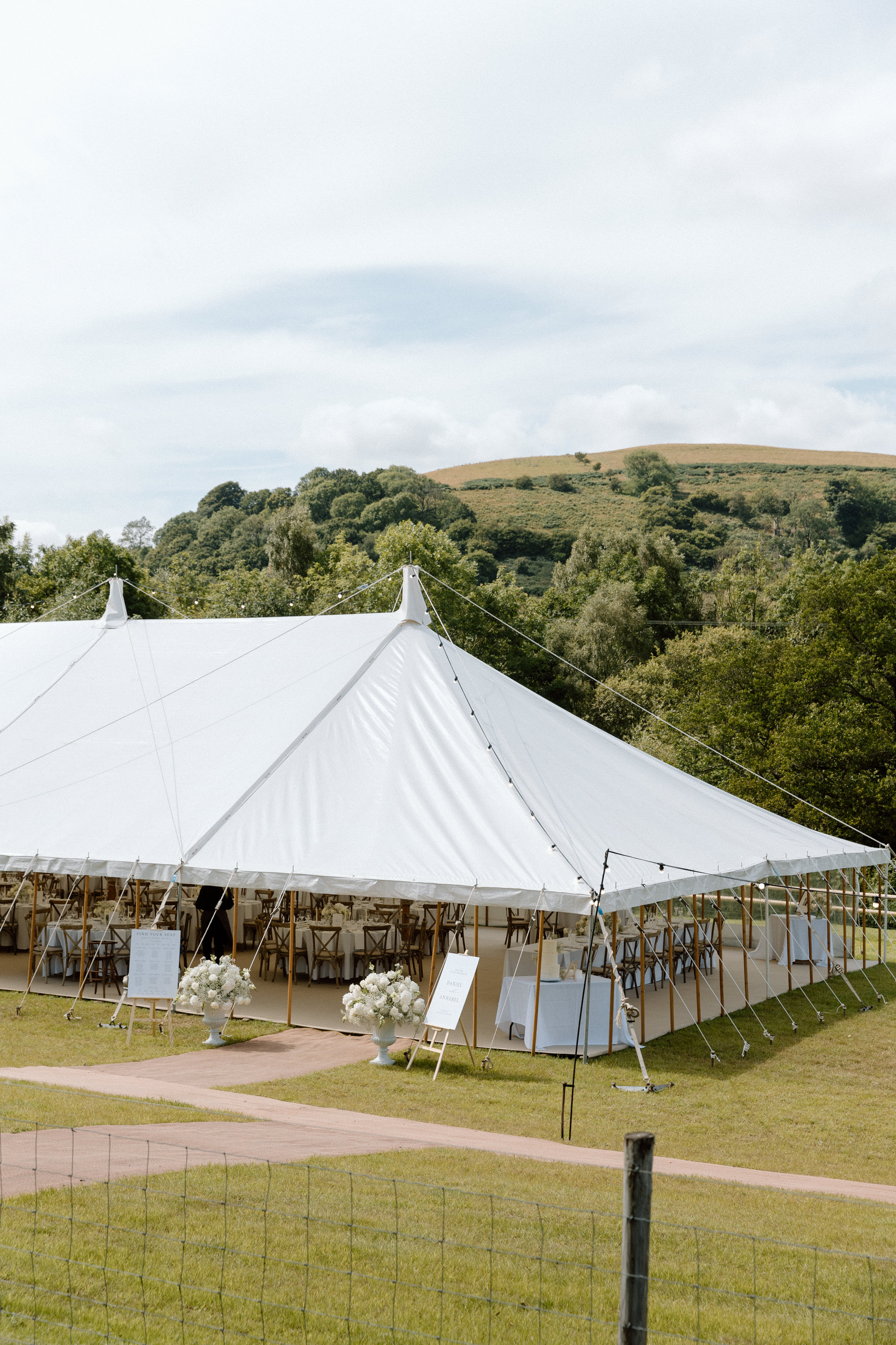 Marquee wedding at home in Shropshire.
