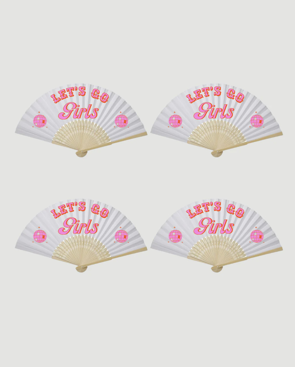 Let’s Go Girls Paper Fan (Pack of 4)
