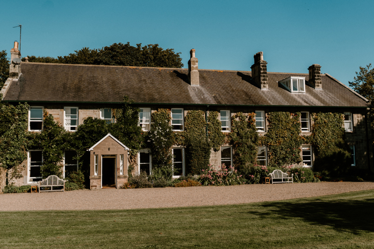 Hannah in Jesus Peiro for her Intimate Brunton House Wedding in Northumberland 21 Brunton House and cottages wedding venue, Alnwick, Northumberland