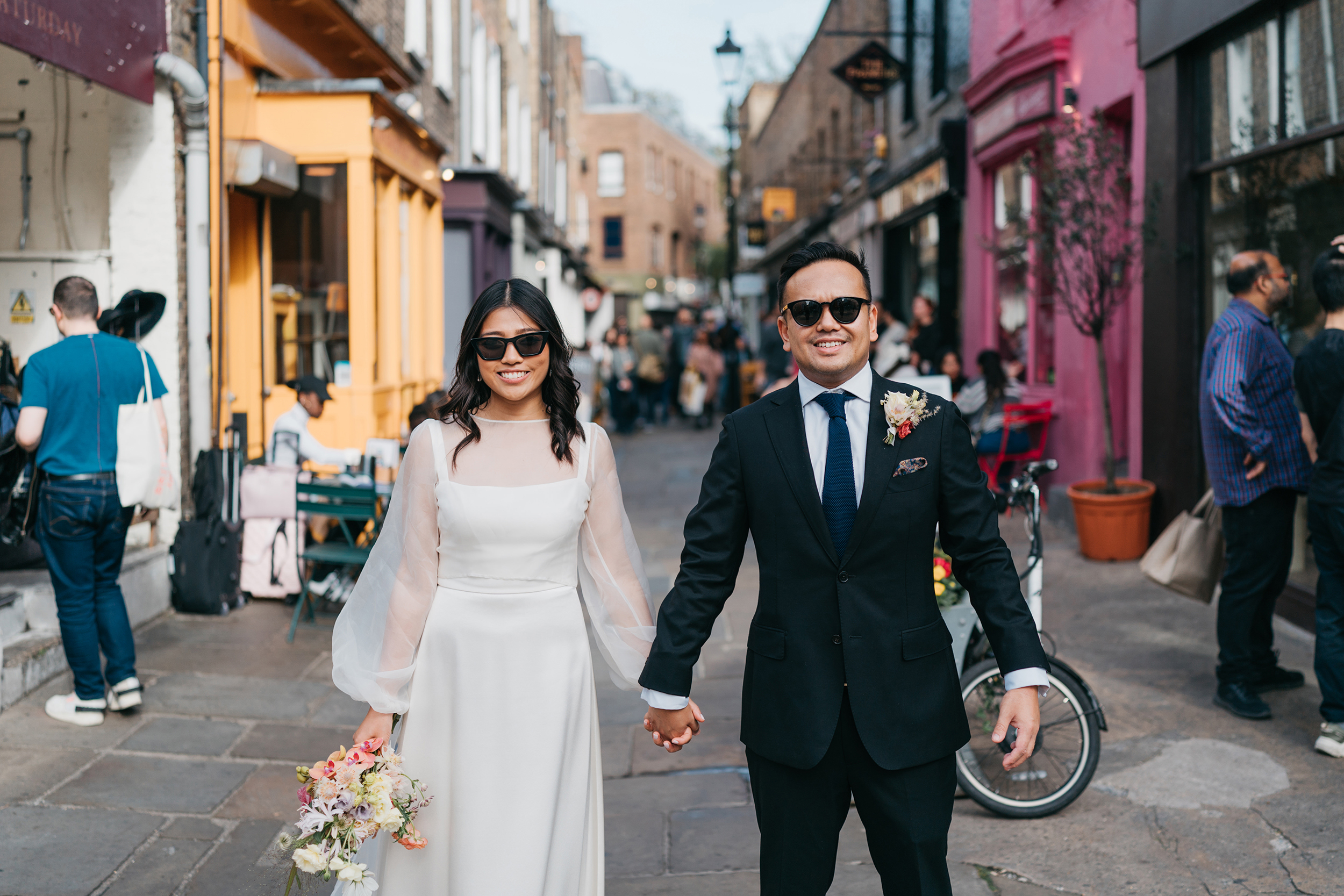 London elopement - bride wearing the Brie dress by Andrea Hawkes Bridal