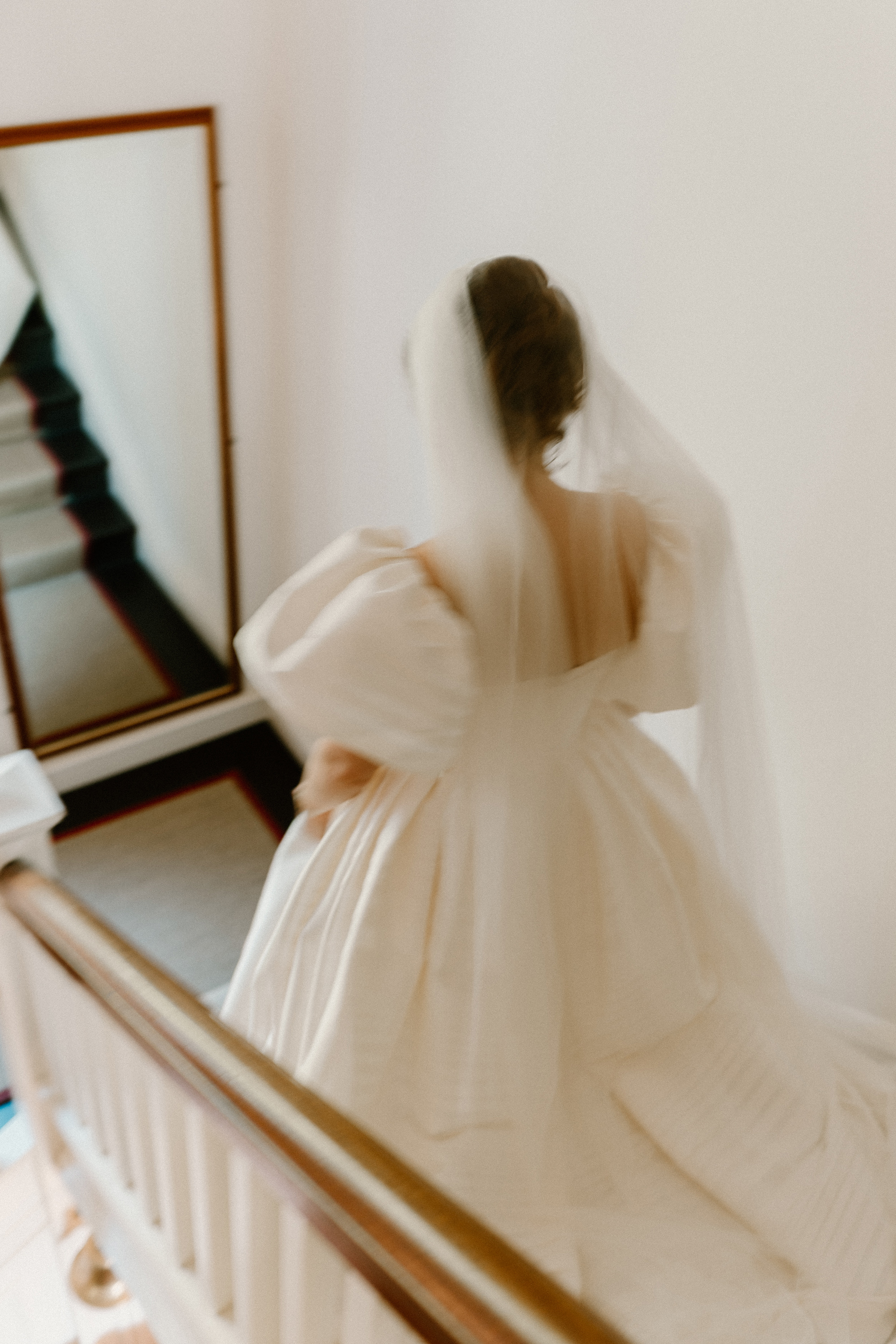 Hannah in Jesus Peiro for her Intimate Brunton House Wedding in Northumberland 18 Puff sleeved, textured wedding dress by Jesus Peiro.