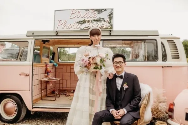 BIRDIE vintage camper van photo booth at a UK wedding