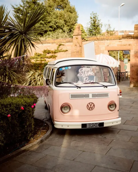 BIRDIE vintage camper van photo booth at a UK wedding