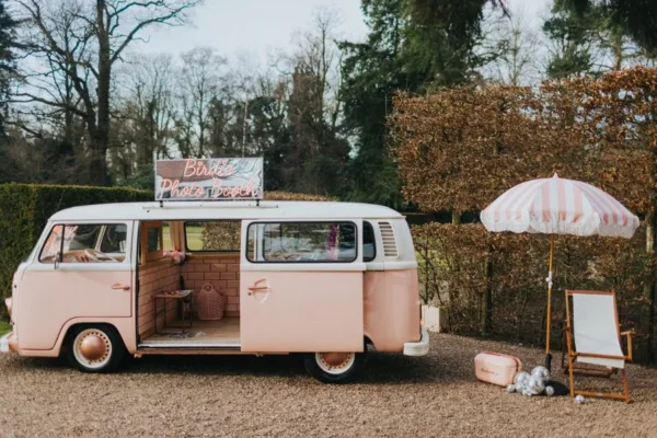 BIRDIE vintage camper van photo booth at a UK wedding