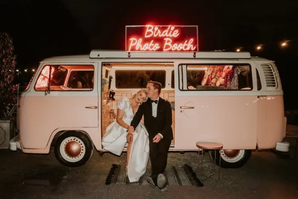 BIRDIE vintage camper van photo booth at a UK wedding