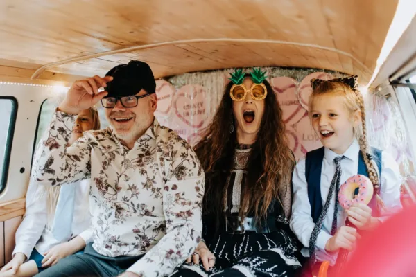 BIRDIE vintage camper van photo booth at a UK wedding