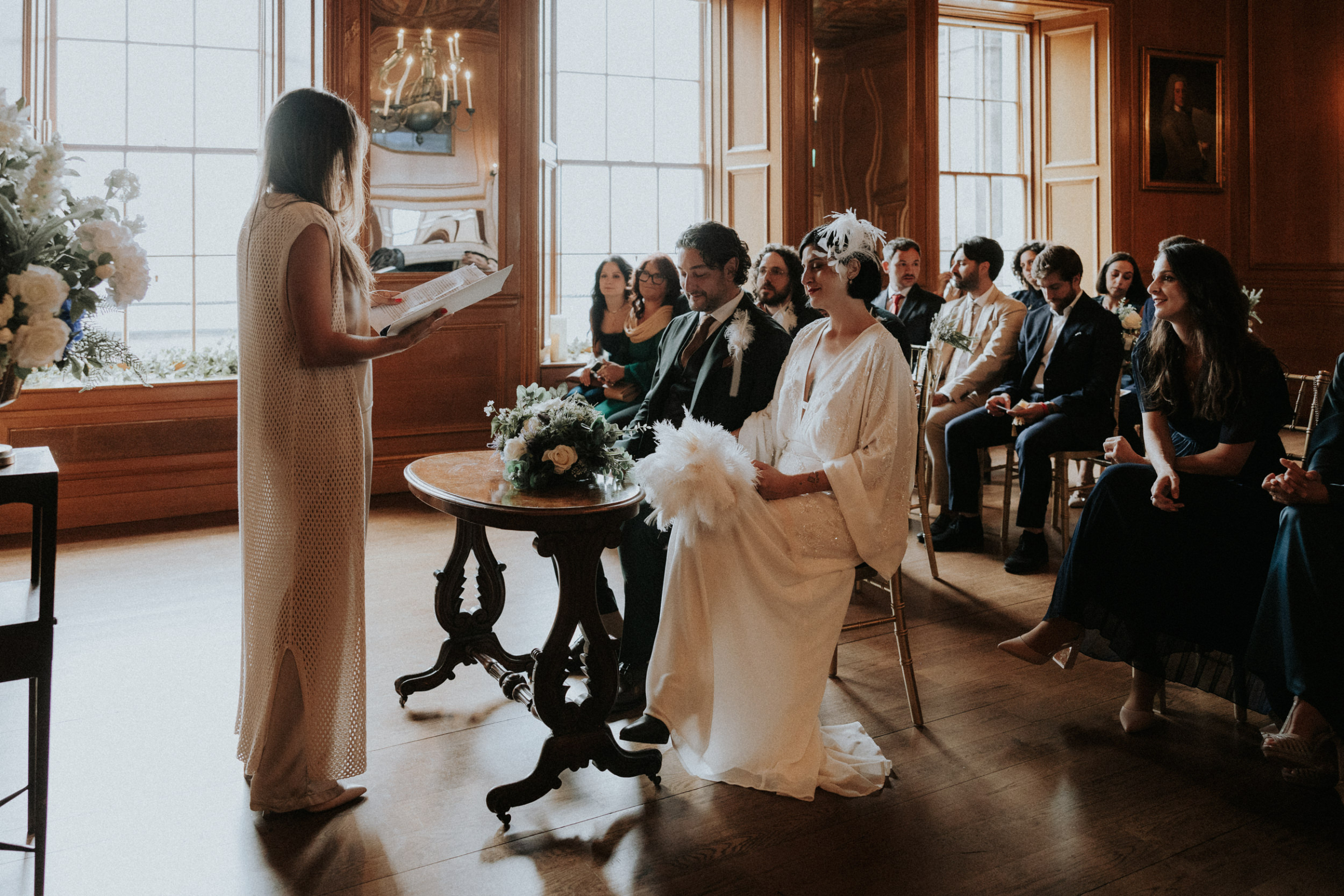 Wedding ceremony at at Riddles Court in Edinburgh. Bernadeta Kupiec Photography.