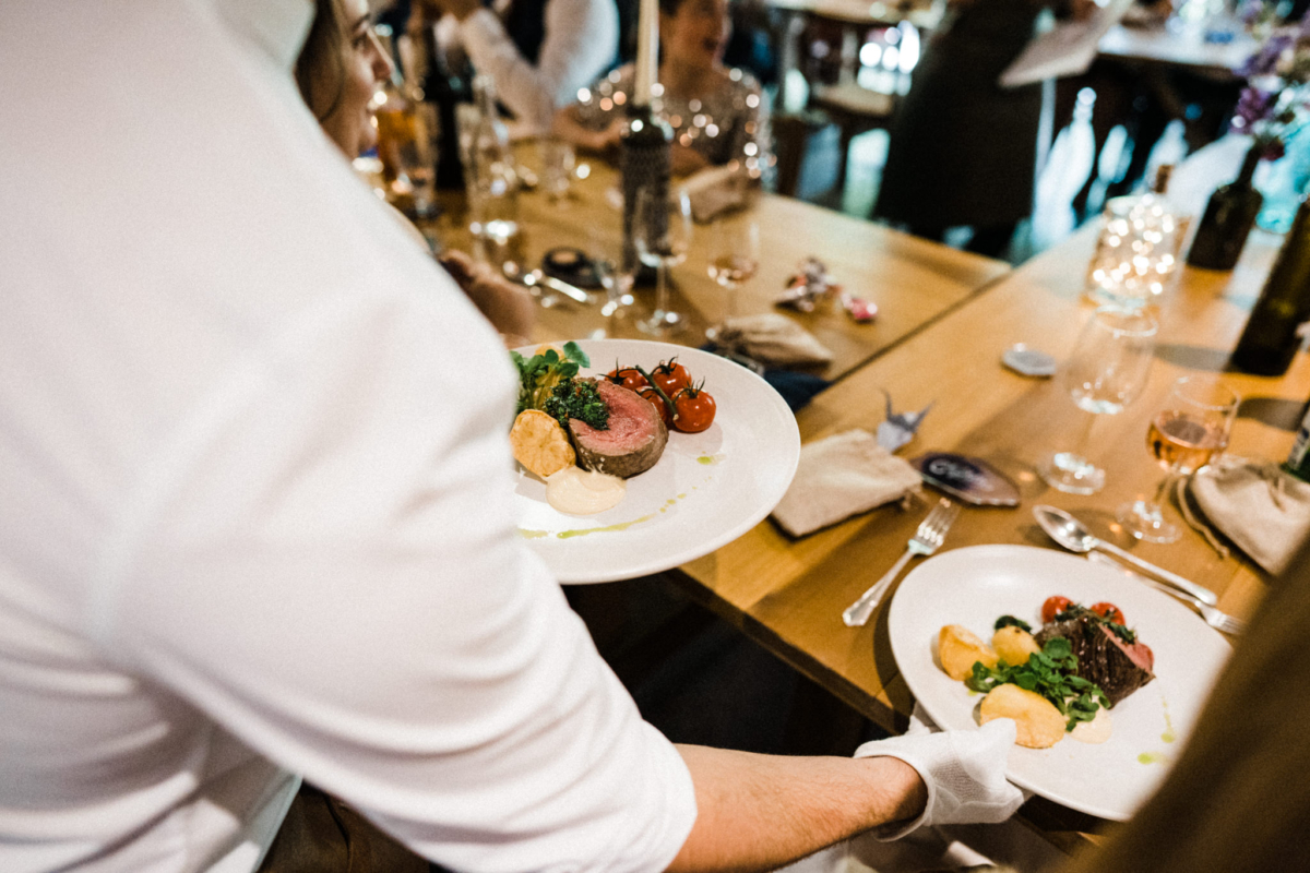 Catering at Dewsall Court, Herefordshire wedding venue. 