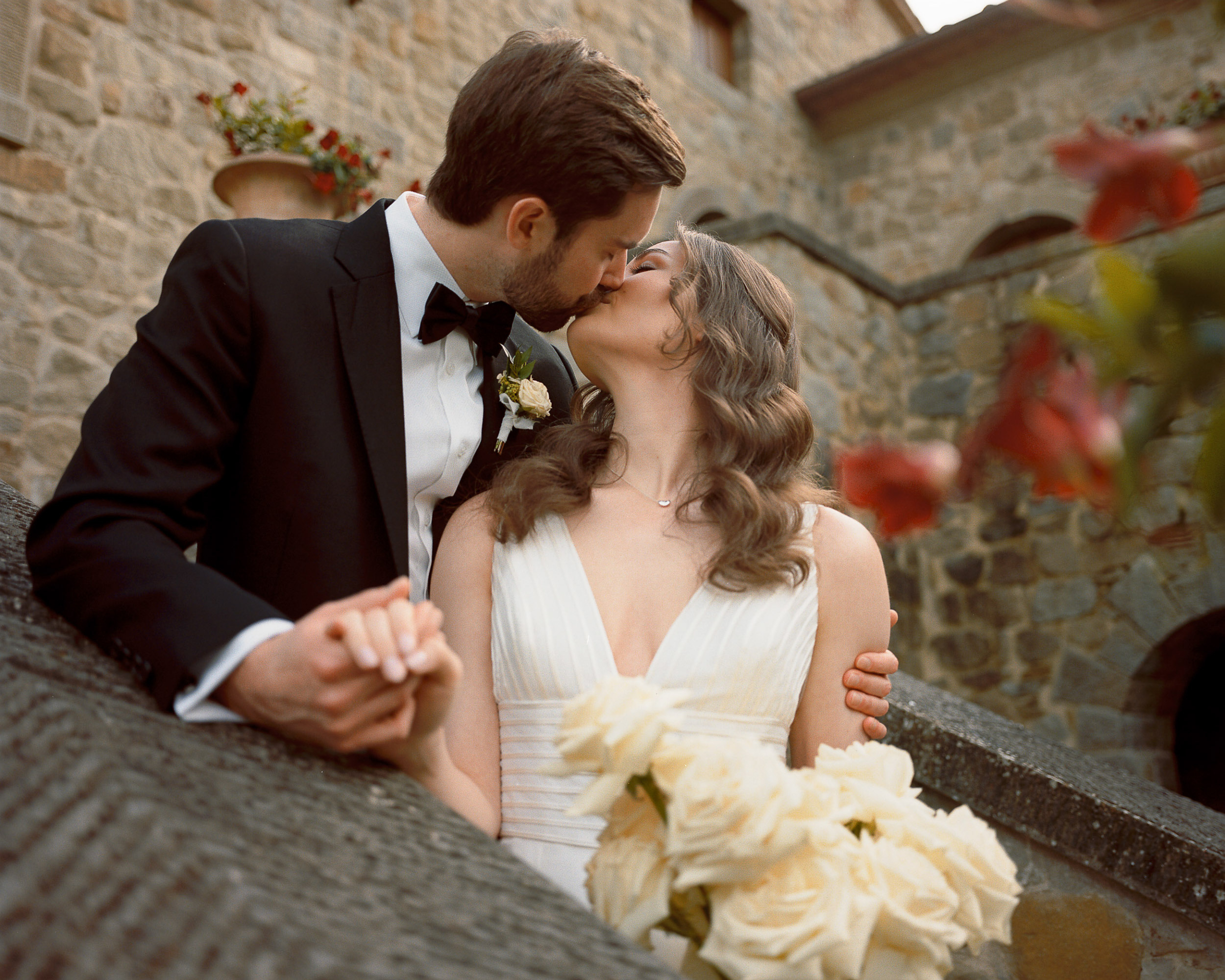 An Elegant Destination Wedding in Cortona, Italy, with a Peter Langner Gown 27 First look during an Italian wedding.