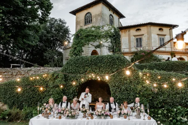 Destination wedding reception at Villa di Striano Tuscany