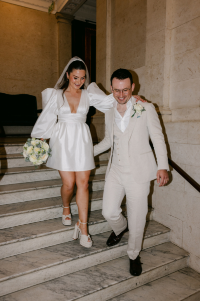 Beauty Journalist Tori’s Intimate London Pub Wedding & By Watters Short, Puff Sleeve Dress
