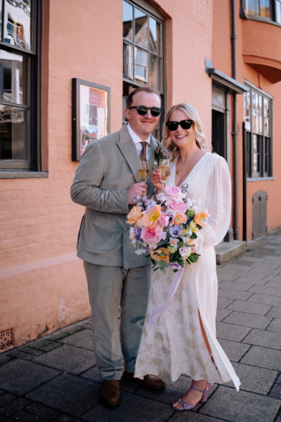 A Colourful Pastel Wedding at The George in Rye with a Rixo Bride