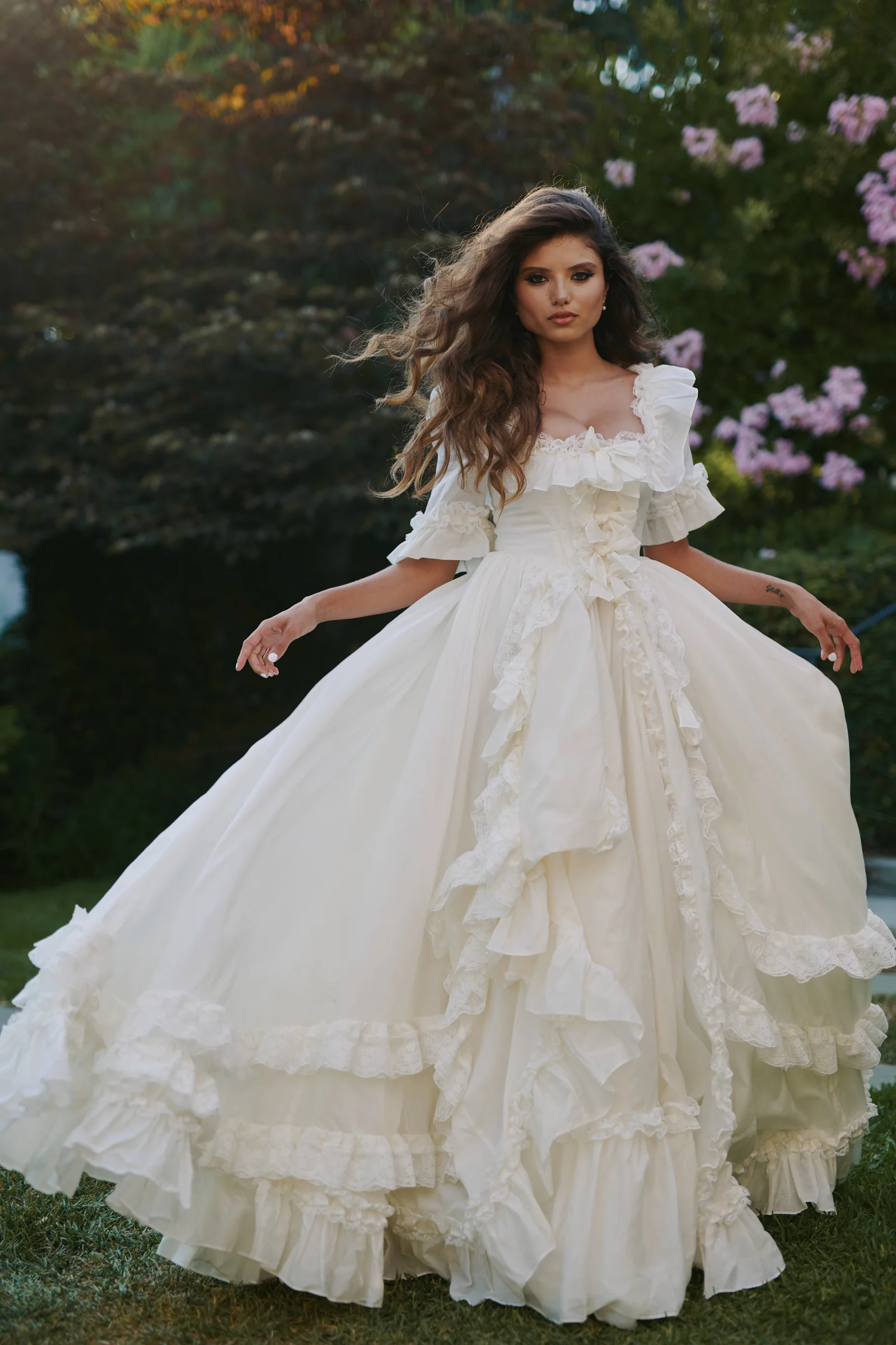 The Ivory Silk Organdy Antoinette Gown by Selkie