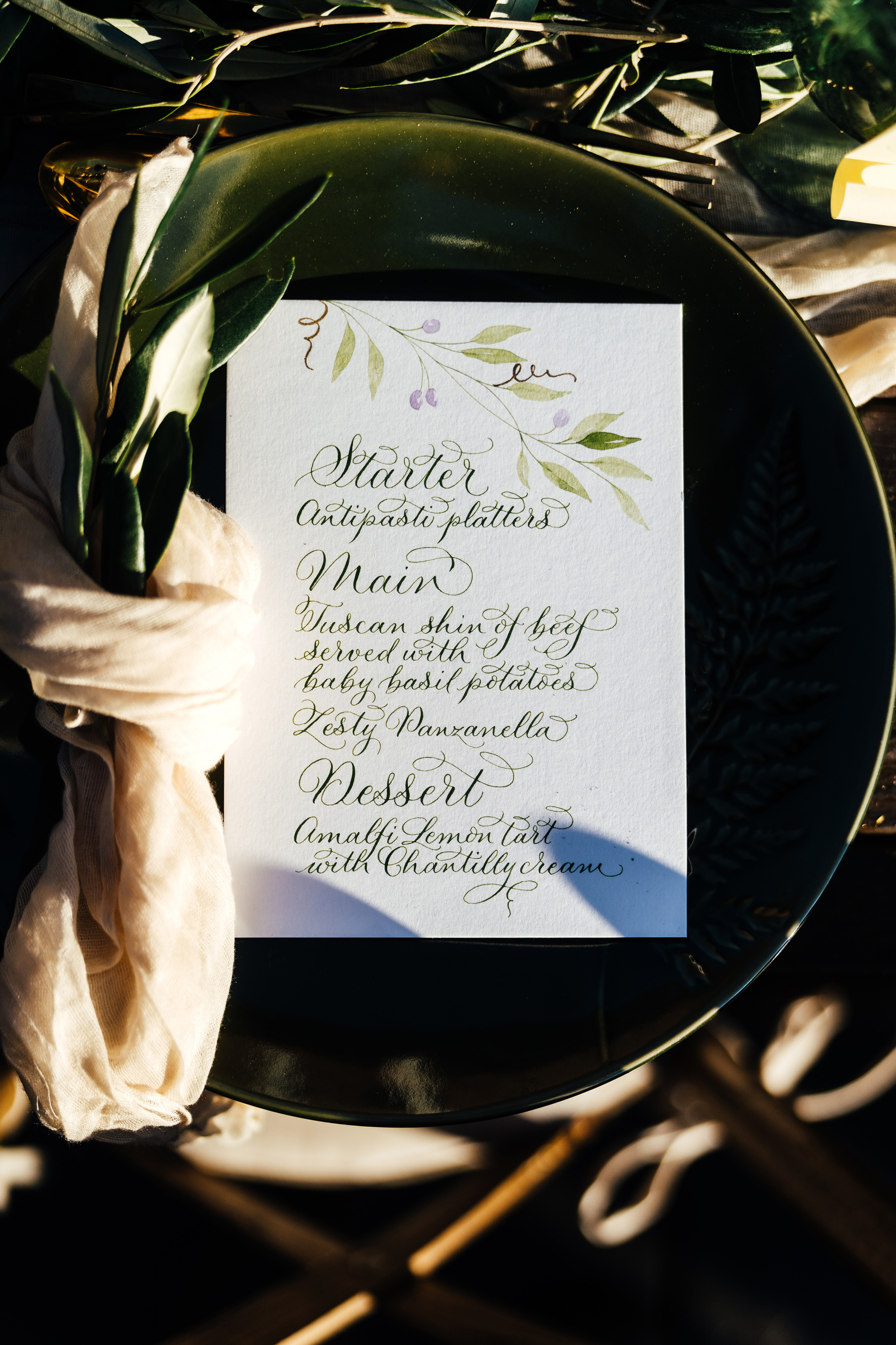 Summer in Tuscany wedding inspiration By Moon and Tide Calligraphy and Hannah Hall Photography 11