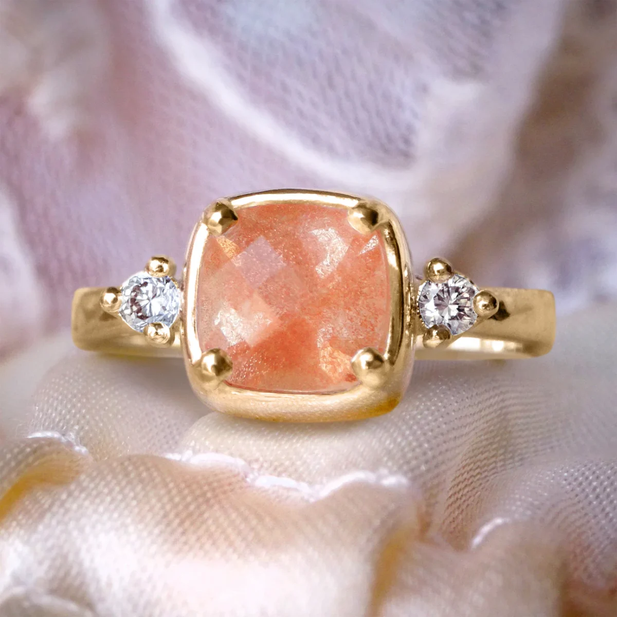 Magical Moonstone & Diamond Engagement Ring in 9ct / 14ct / 18ct Gold