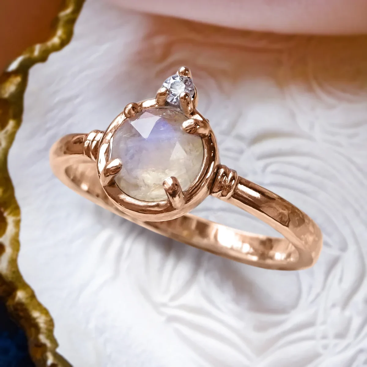 Magical Moonstone & Diamond Engagement Ring in 9ct / 14ct / 18ct Gold