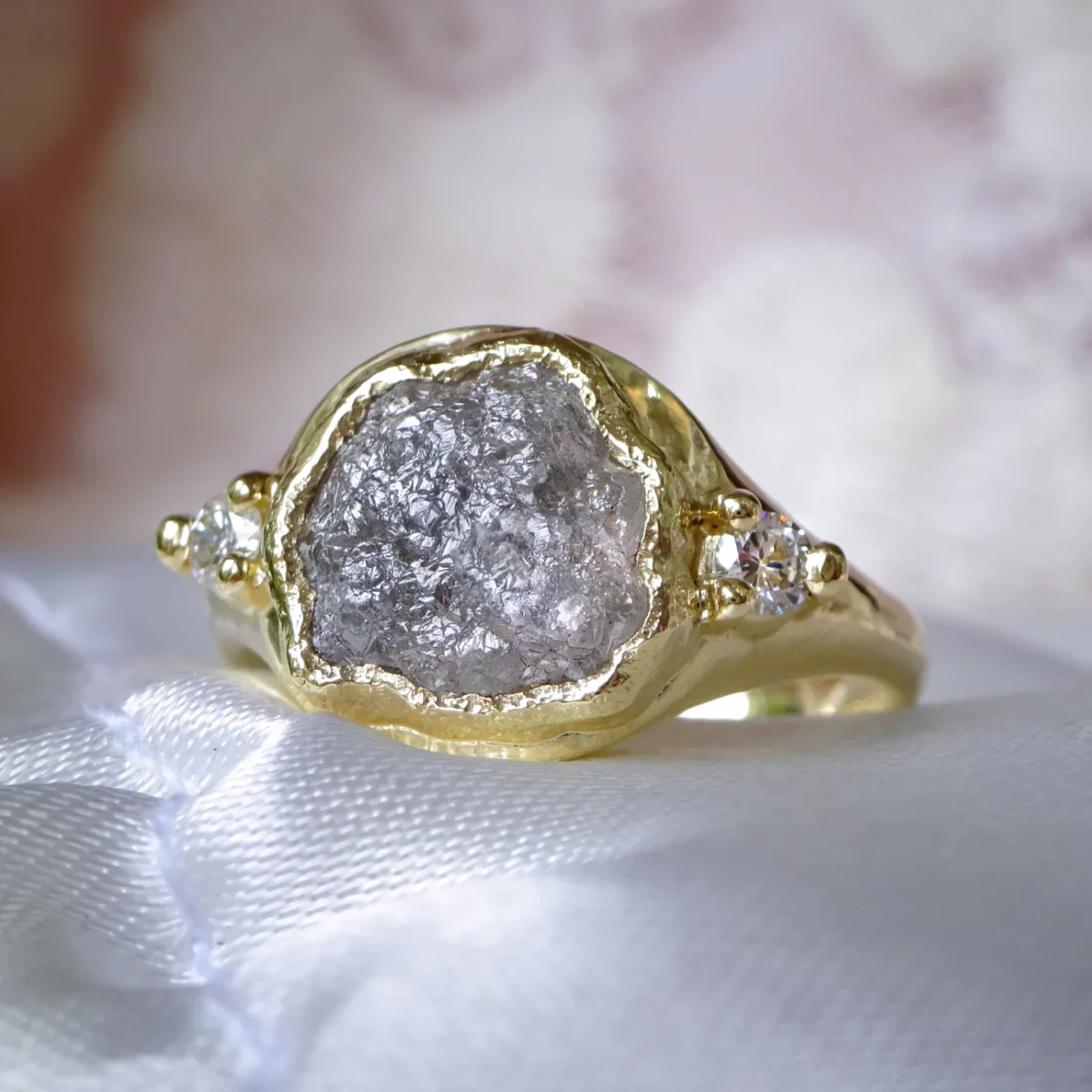 Moon Dreams Rock Diamond Bold Signet Engagement ring in 9ct / 14ct/ 18ct Gold