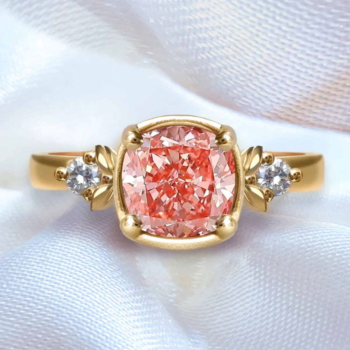 Peony Fancy Pink Diamond Engagement ring in 9ct / 14ct/ 18ct Gold