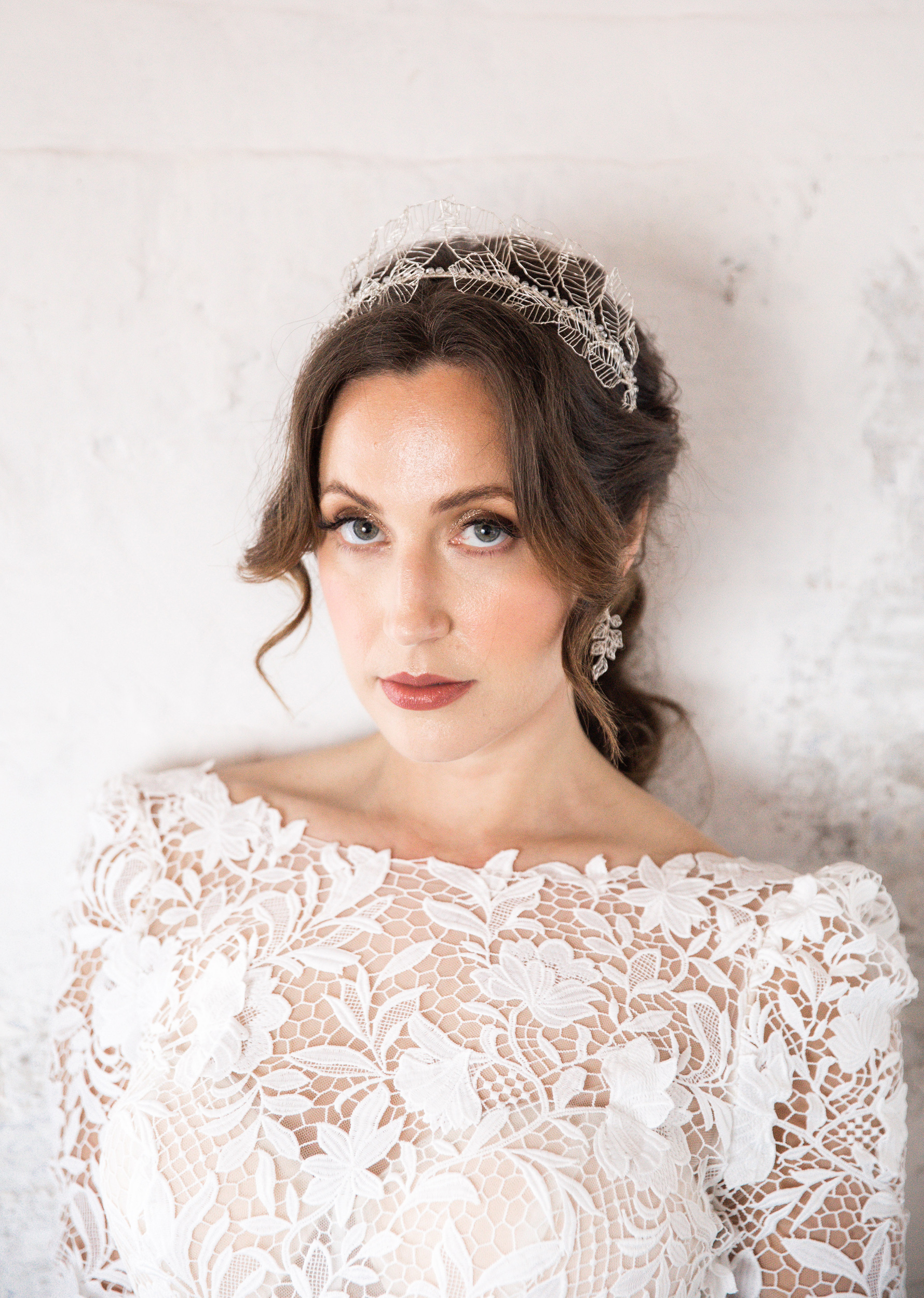 Feminine and elegant bridal headpiece handmade with silver by Judith Brown Bridal.