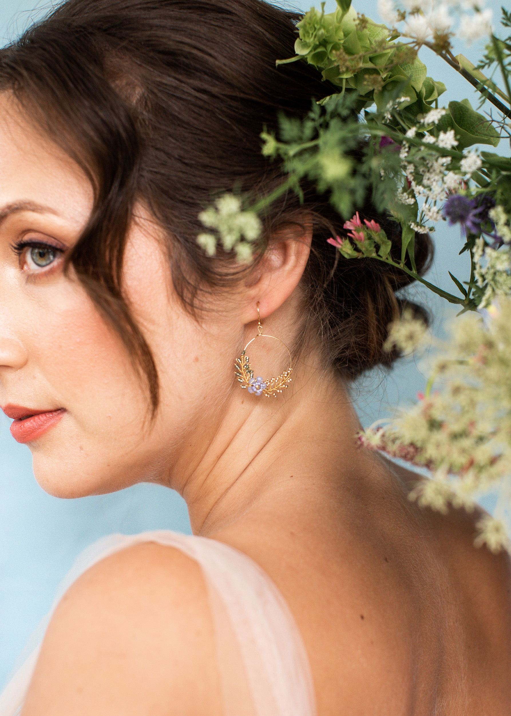 Judith Brown Bridal Petite Viviana earrings - Handmade Bridal Accessories by Judith Brown – Delicate, Elegant & Timeless Delicate gold hoop earrings handmade by Judith Brown Bridal