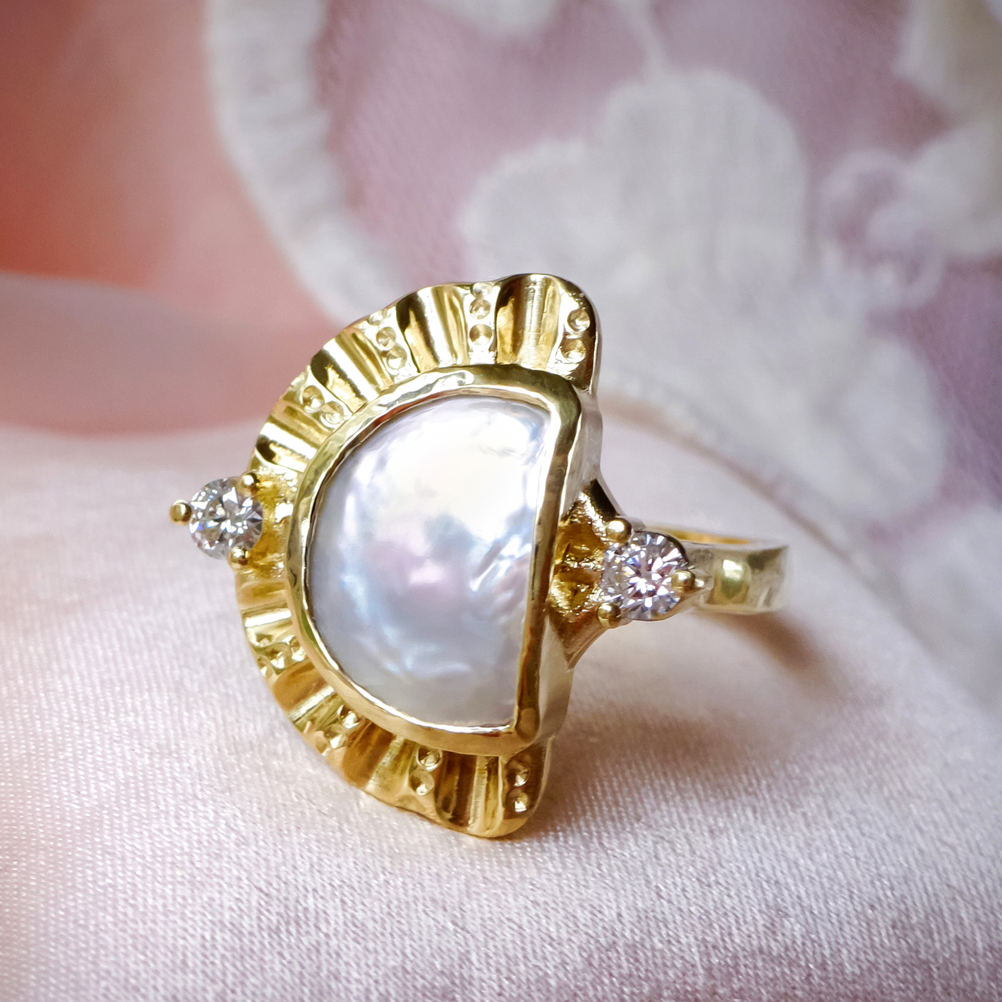 Bijoux de Chagall Eco Sustainable Luxury Rings BDC Art Sun Moon Pearl ring - Bijoux de Chagall: Handcrafted Eco-Jewellery Designed With Artistry & Sustainability Bijoux de Chagall Eco Sustainable Luxury Rings BDC Art Sun Moon Pearl ring