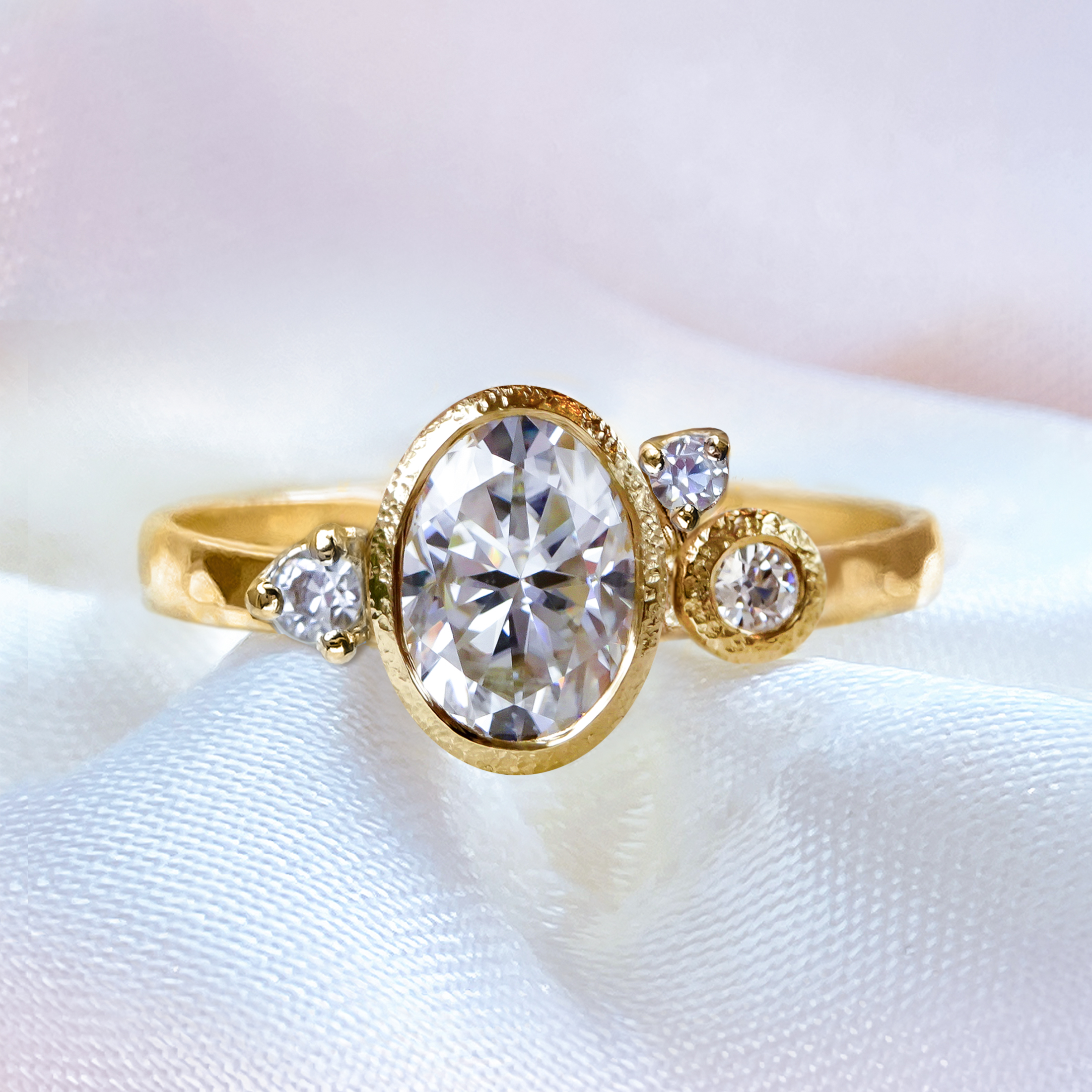 Bijoux de Chagall Eco Sustainable Luxury Rings BDC Oval Diamond Cluster ring Mockup 01 - Bijoux de Chagall: Handcrafted Eco-Jewellery Designed With Artistry & Sustainability Bijoux de Chagall Eco Sustainable Luxury Rings BDC Oval Diamond Cluster ring Mockup 01