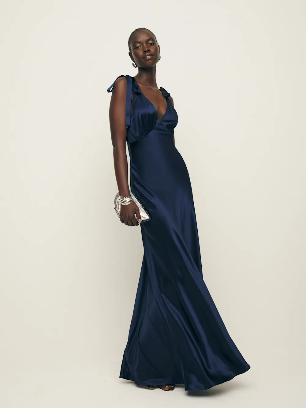 Pernille Silk Dress in Navy