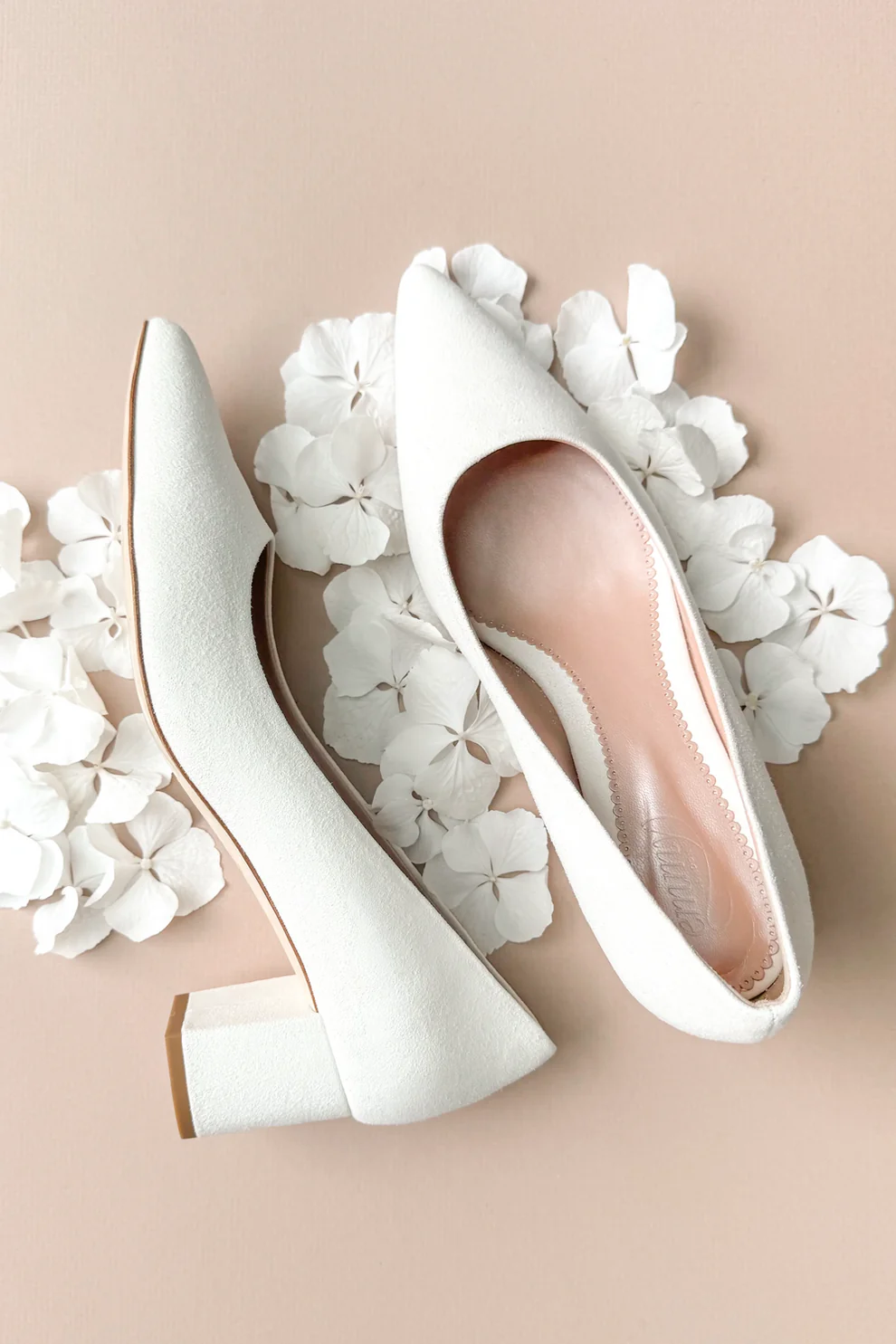 Josie Ivory Suede Low Block Heel