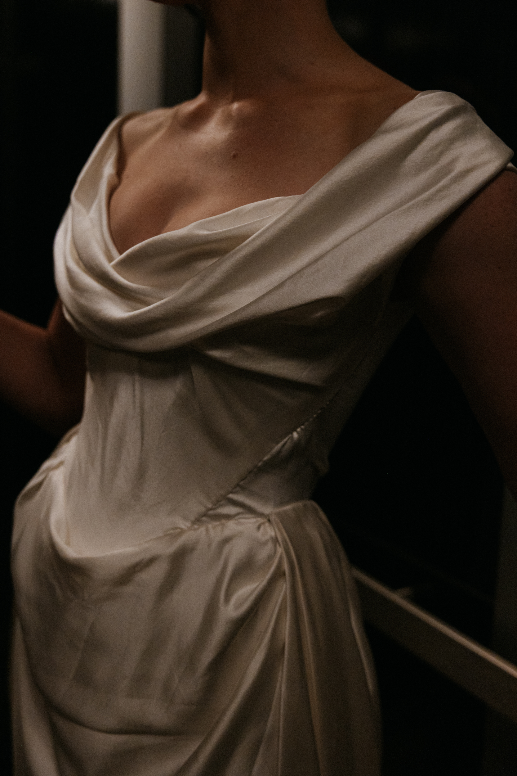 Vivienne Westwood bride Pinewood Weddings Events MA USA 35 - Emma Wore Vivienne Westwood for Her Joyful, Equality Inspired Summer Wedding Close up of the bodice on a bride wearing a Vivienne Westwood wedding dress.