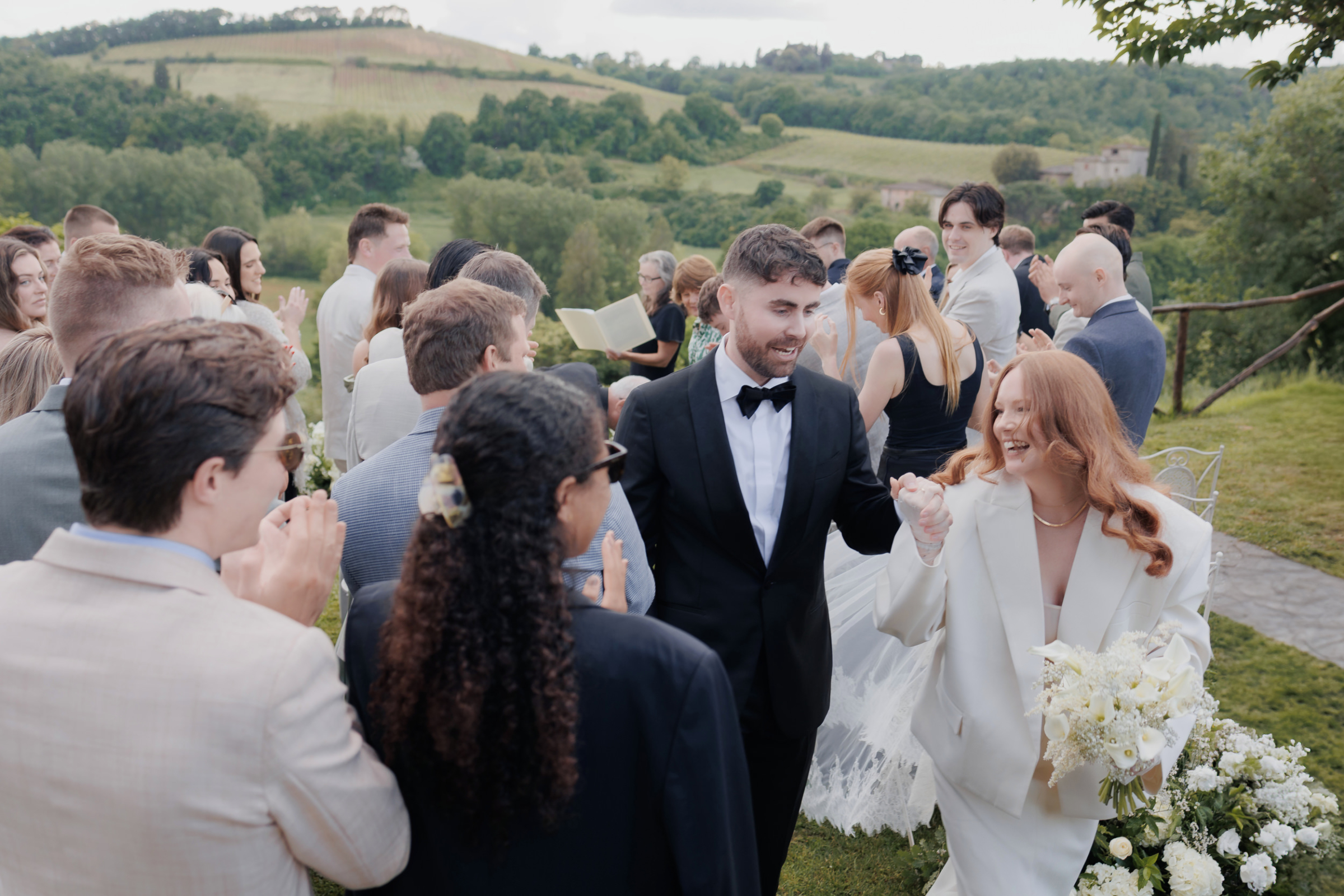 An Arakii Suit with Oversized Jacket for a Chic Italian Wedding at Antico Borgo 67 Wedding at Antico Borgo San Lorenzo in Poggibonsi, Italy.