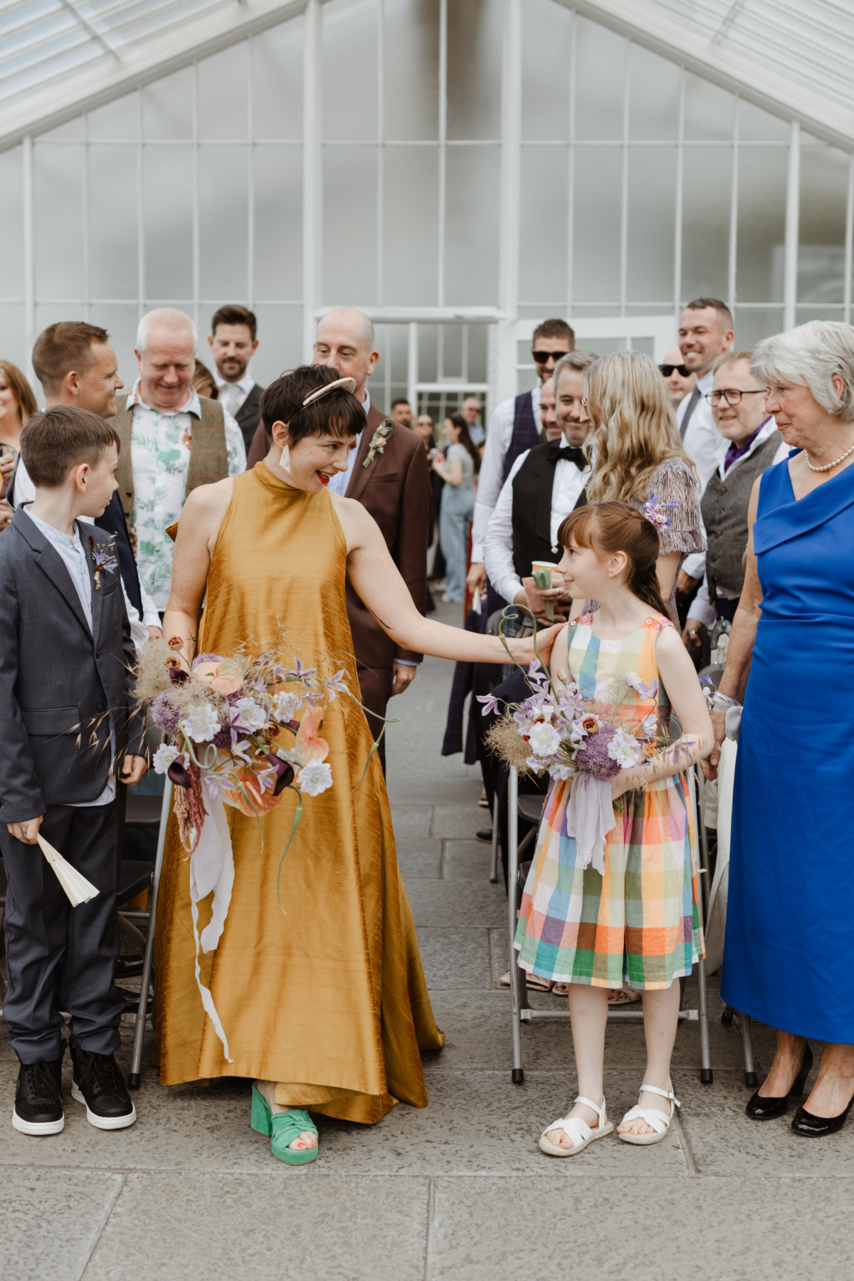 Chris and Barbara’s Delightful Family Wedding at Kibble Palace, Glasgow 82 Glasgow Wedding Yellow Dress Caro Weiss Photography 55