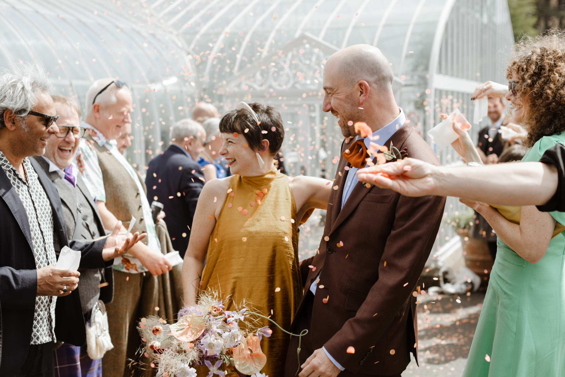 Chris and Barbara’s Delightful Family Wedding at Kibble Palace, Glasgow 91 Glasgow Wedding Yellow Dress Caro Weiss Photography 94