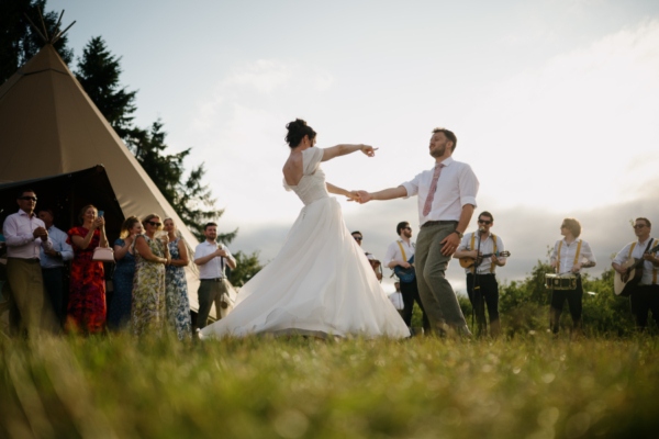 first dance outside by the tipis