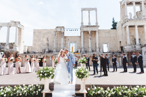 Bride and groom during an elegant destination wedding ceremony in Bulgaria, styled and planned by Fairytale Day