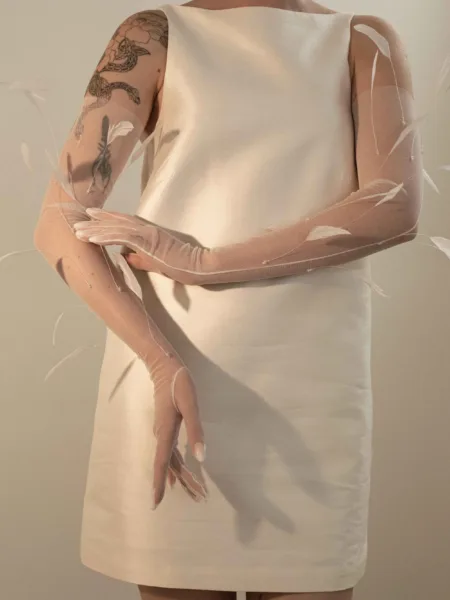 C'est Jeanne handmade tulle bridal gloves.1