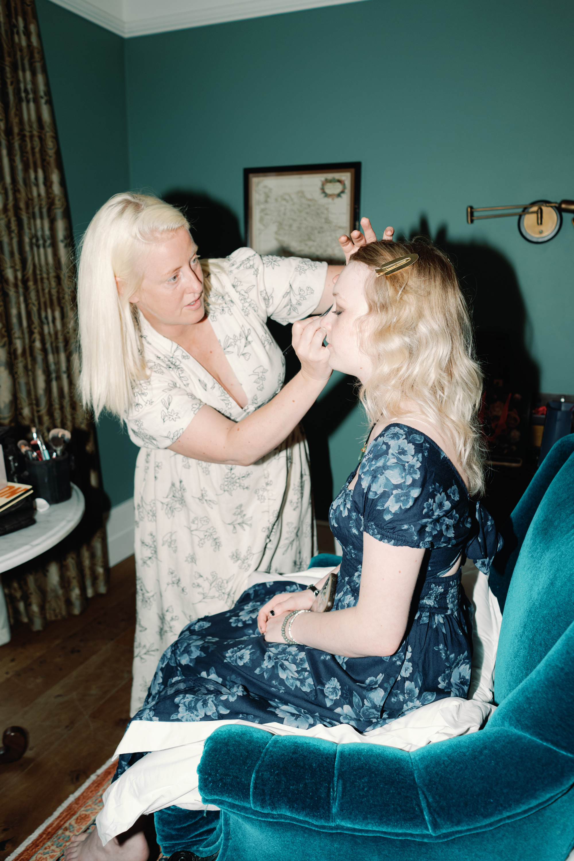 Emmylou Kelly Registry Office Wedding Jessica Lily Photography 78 - Photographer Emmylou Kelly & Paul's Intimate Family Registry Office Wedding Young female wedding guest getting her hair and makeup styled by Daniella Har & Makeup.