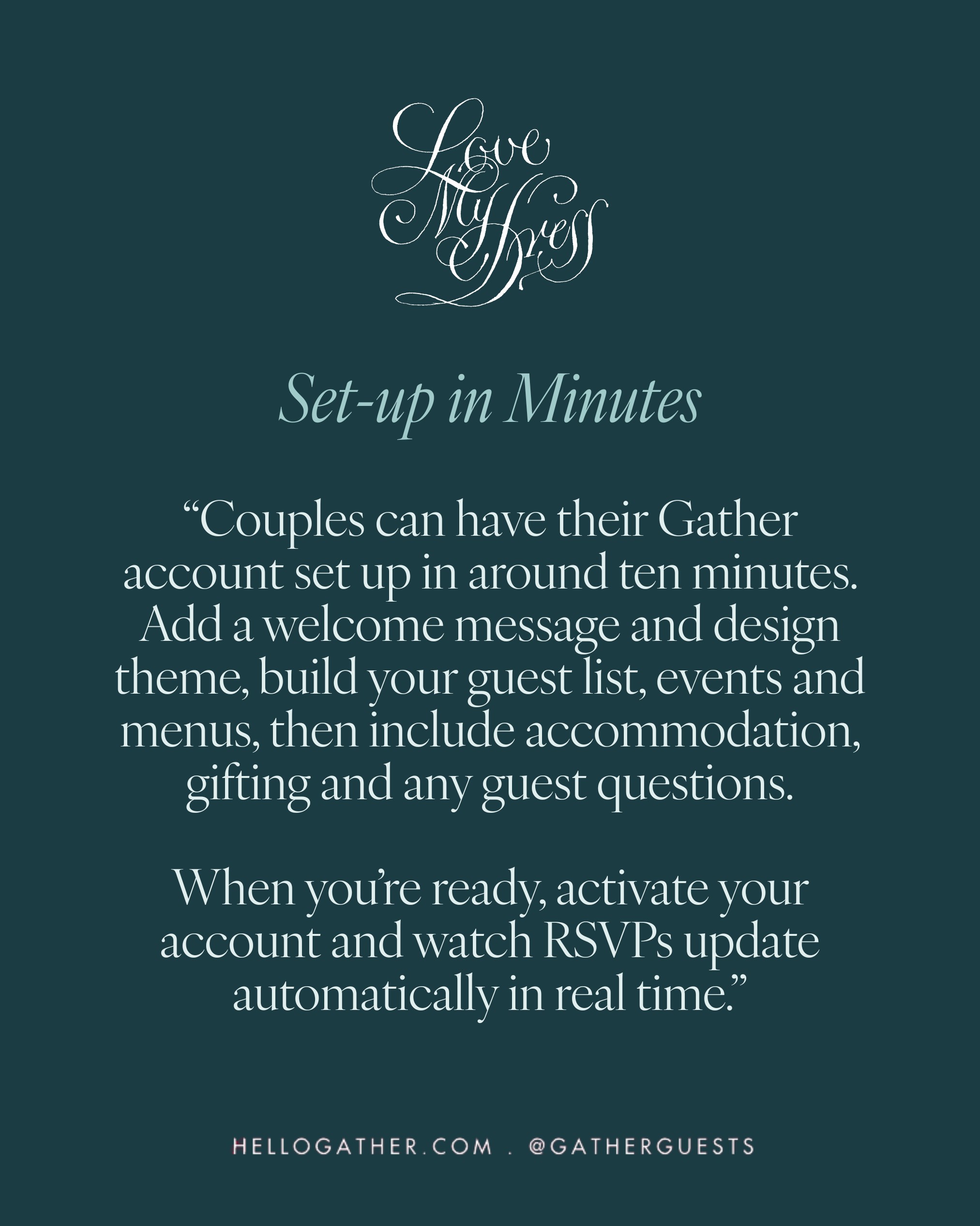 How Gather Works: The Art of Wedding Guest Management & RSVPs, Using The Guest Hub 4 Gather, the digital RSVP and wedding guest management service can be set up in minutes.