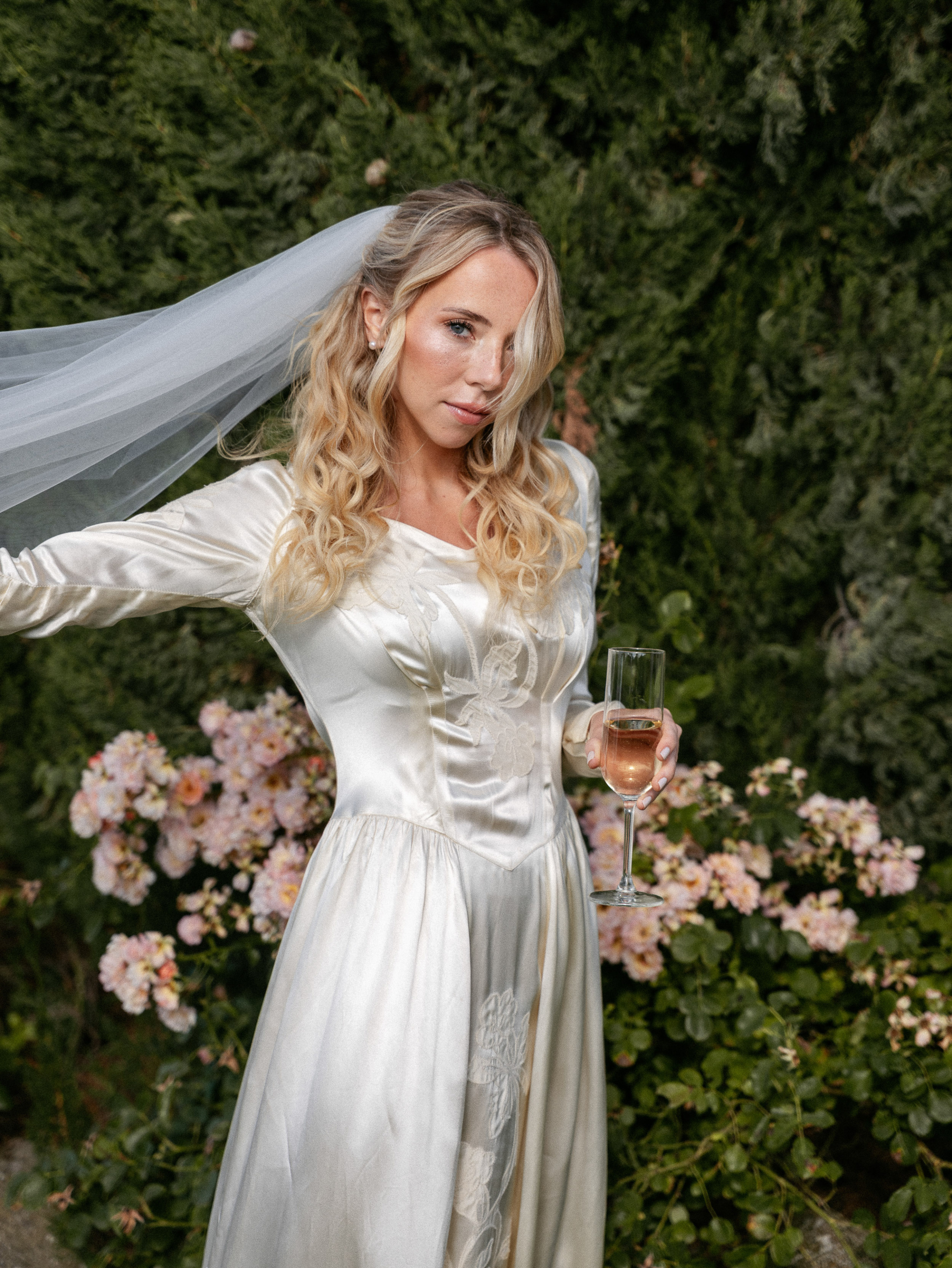 Romantic Tuscan Elopement on Film 40 - An Original 1940s Vintage Dress for Emily & Ned's Intimate Elopement in Tuscany Bride in an original 1940's vintage silk wedding dress.