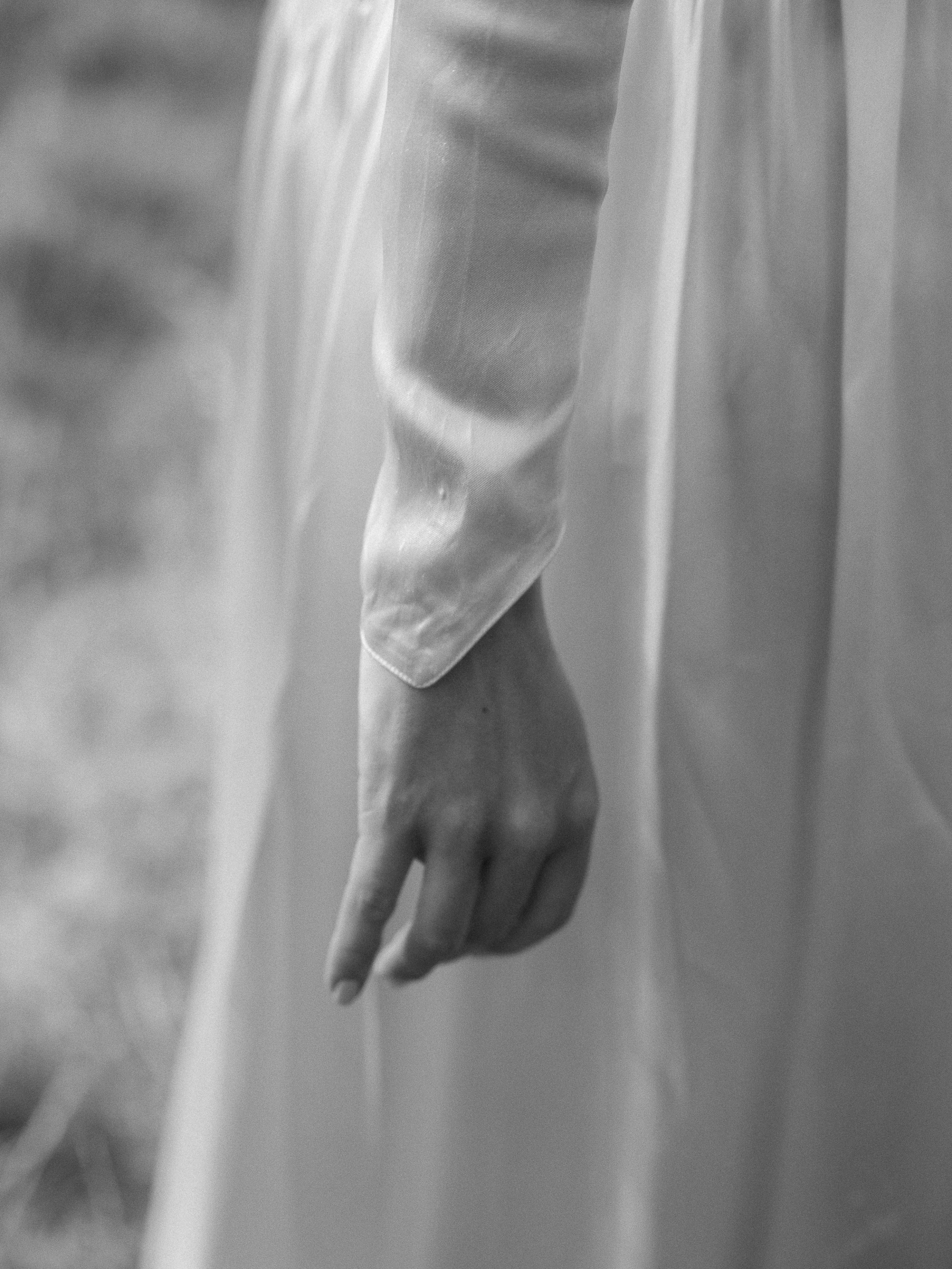 Romantic Tuscan Elopement on Film 66 - An Original 1940s Vintage Dress for Emily & Ned's Intimate Elopement in Tuscany Long sleeves and pointed cuff on a 1940's original silk vintage wedding dress.