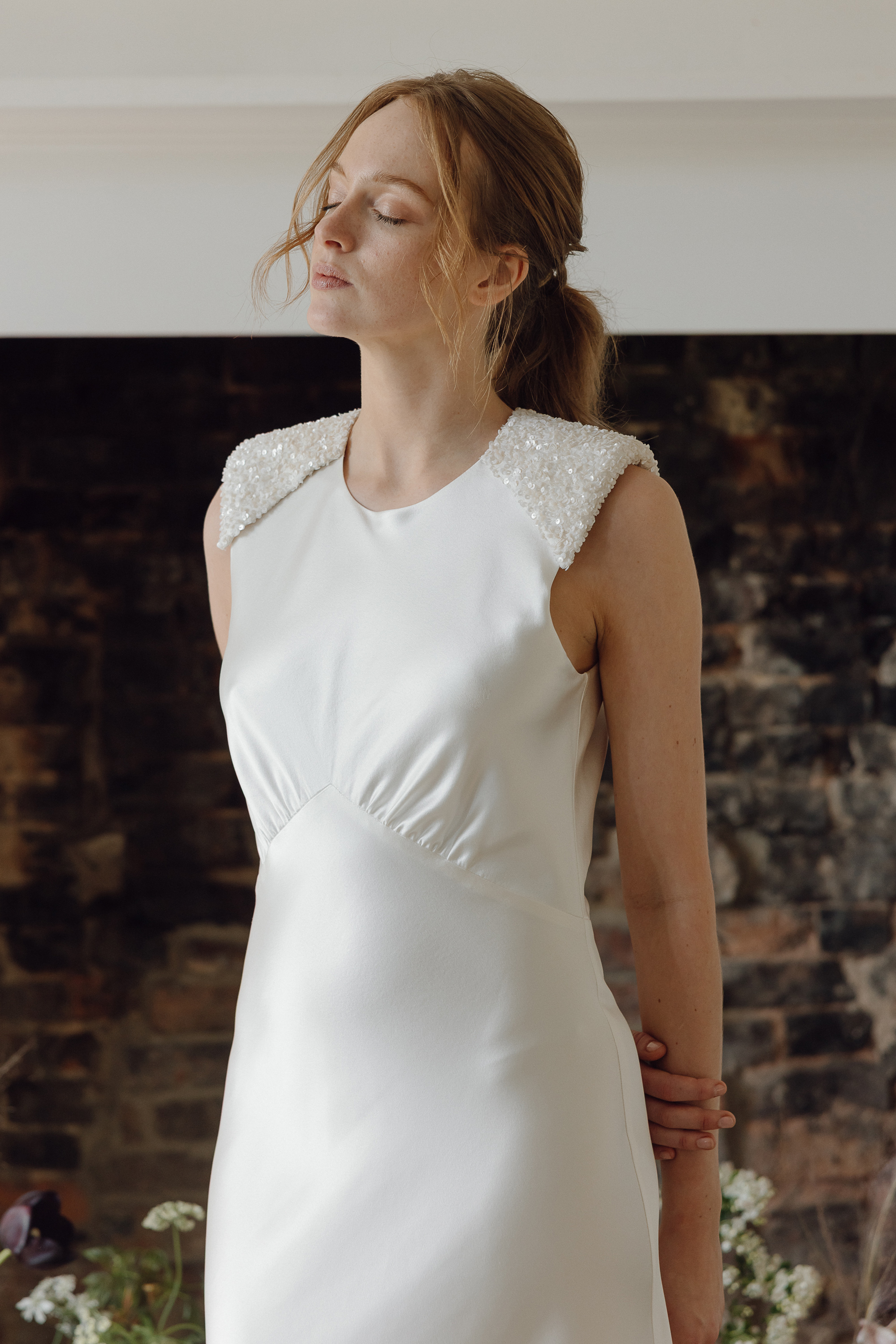 Salvia silk wedding gown KateBeaumont 2025 IndiaHobson HR 375 - Kate Beaumont: Lovingly Handmade Silk Wedding Dresses Elegant 1930's inspired wedding dress by Kate Beaumont.