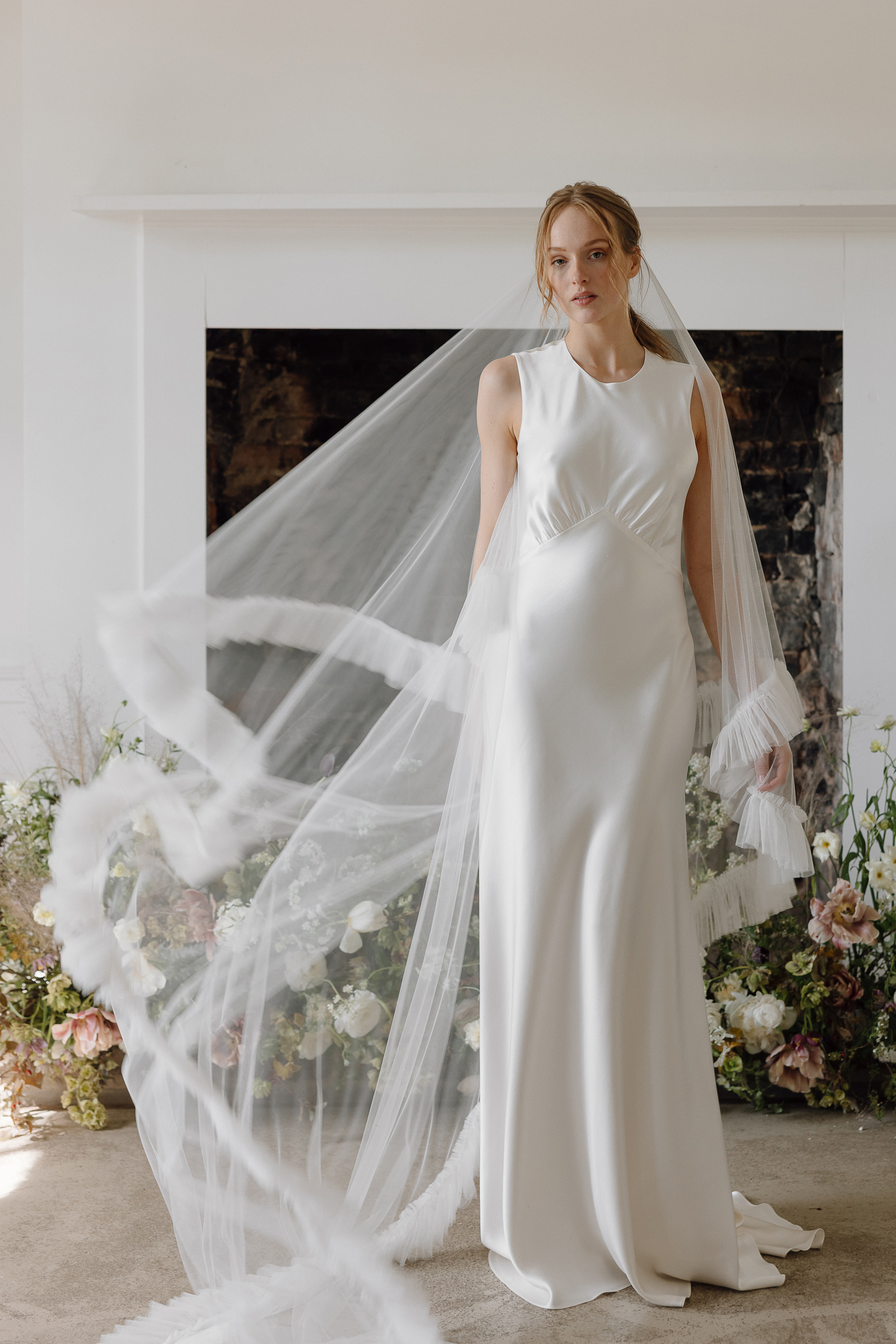 Salvia silk wedding gown KateBeaumont 2025 IndiaHobson HR 408 - Kate Beaumont: Lovingly Handmade Silk Wedding Dresses Elegant 1930's inspired silk wedding dress by Kate Beaumont.