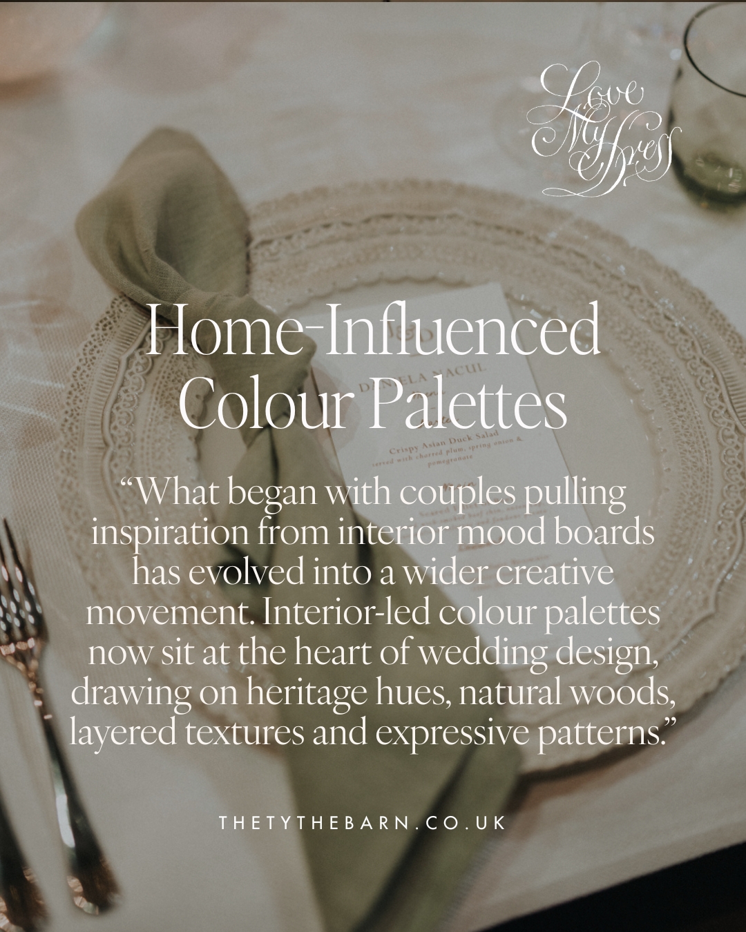 The New Wedding Aesthetic: A Sense of Home. Home influenced colour palettes.