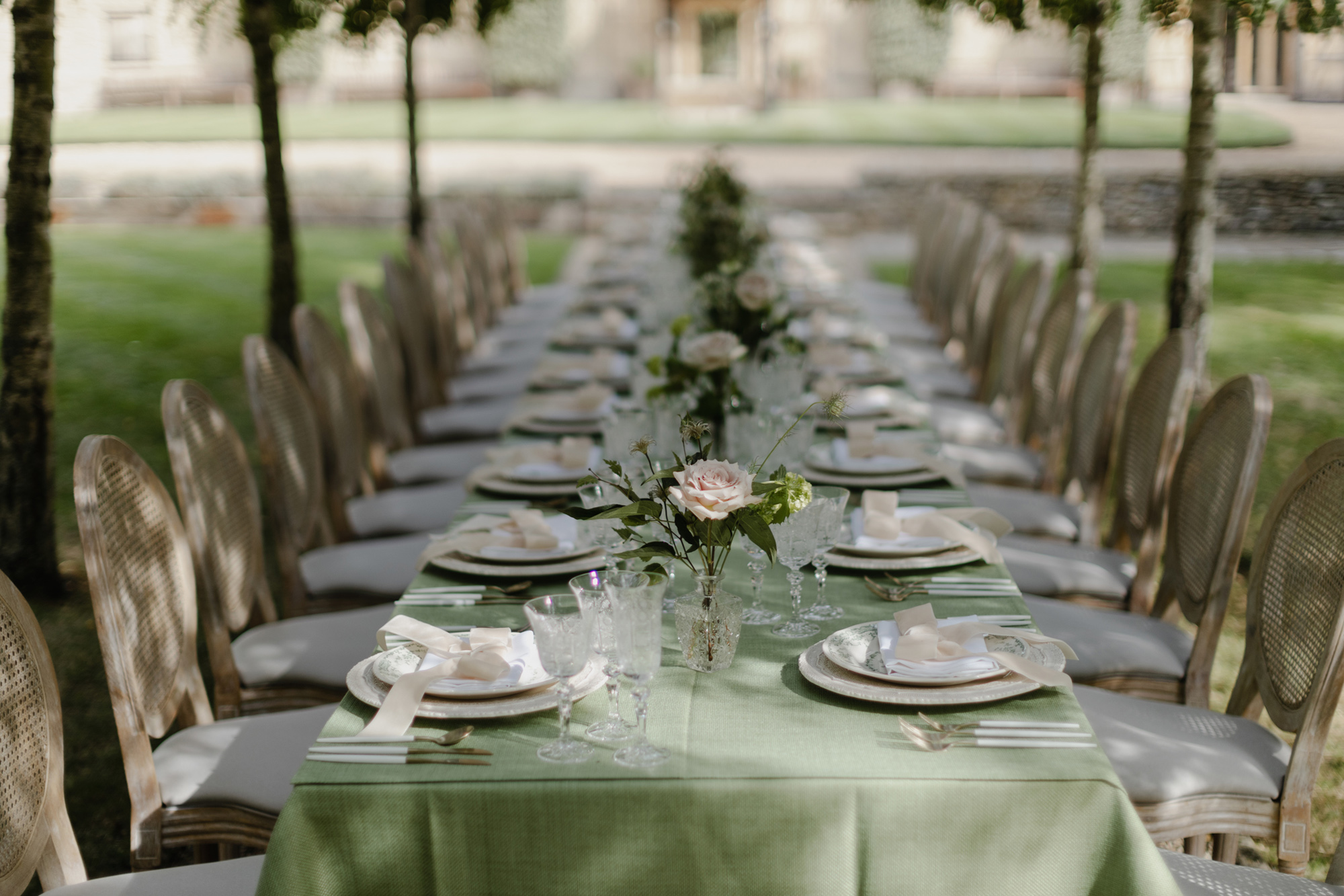 The New Wedding Aesthetic: A Sense of Home 16 Elegant table setting at Tythe, Oxfordshire barn wedding venue.