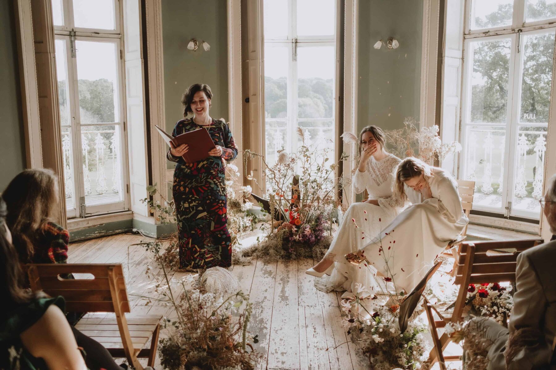 photosbyjessrose Ash Katy 1 - The Newly Engaged Guide to Wedding Celebrants: What They Do, How to Choose One, and Why It Matters Nat Raybould Celebrant during a same sex wedding ceremony. Photography by Jess Rose