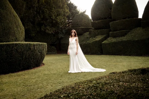 ethereal bride in structured garden