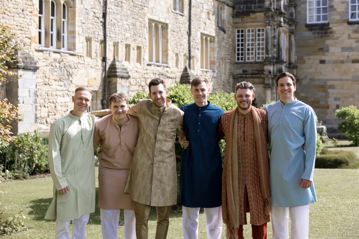 Fusion HIndu Wedding Newburgh Priory 101 - Hema & Will's Fusion Wedding & Hindu Ceremony at Newburgh Priory Hindu wedding at Newburgh Priory. Groom and his goomsmen wear traditional Hindu attired.