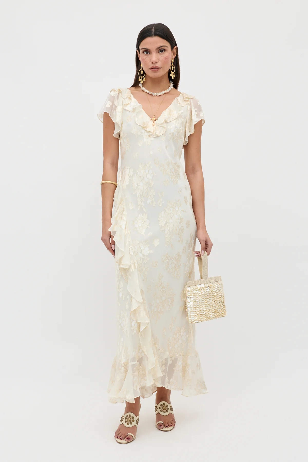 Meadow Silk-Satin Devoré Midi Dress