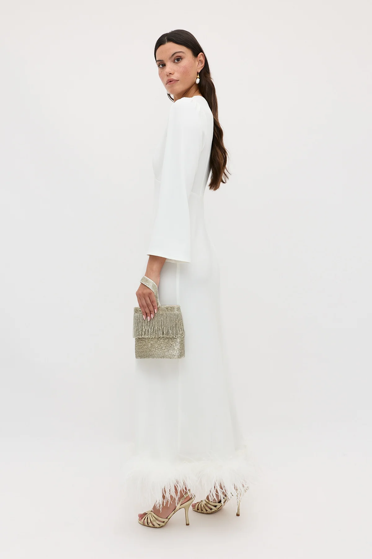 Mya Feathered Midi Dress
