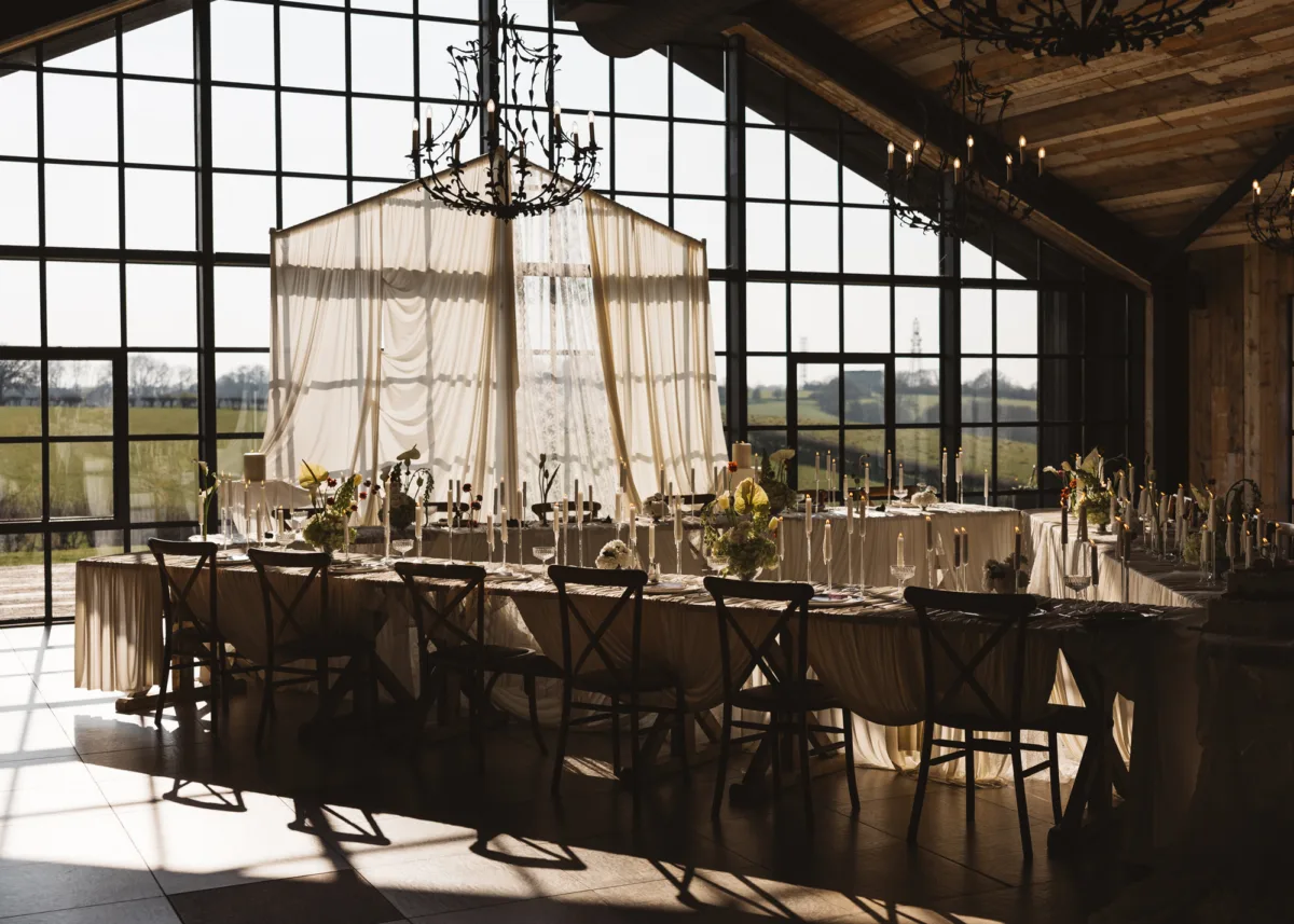Triangle Seating Arrangement & Embroidered Lace